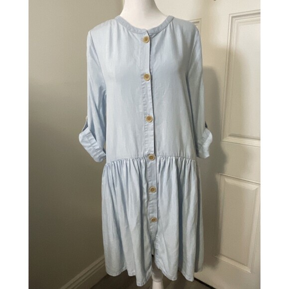 Sanctuary Anthropologie Women's Denim Button-Front Shirt dress Light Blue Small - Picture 1 of 8